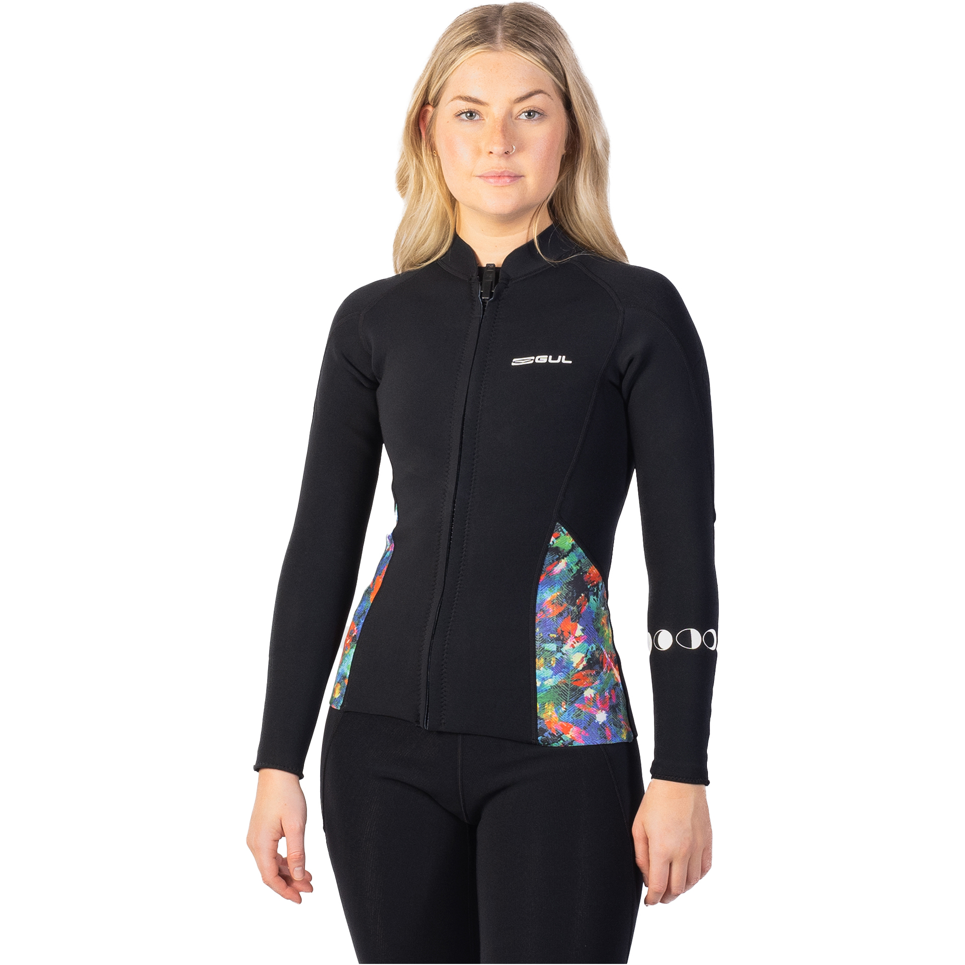 2025 Gul Womens Luna7 Front Zip SUP Wetsuit Jacket LA6301-C1 - Black / Jungle